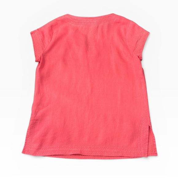 St. Tropez West 100% Linen Short Sleeve Top Pink Embroidered Size Medium - Picture 5 of 11